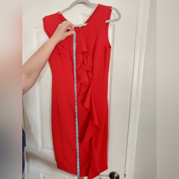 Calvin Klein Red Ruffle Sheath Dress - Picture 5 of 7